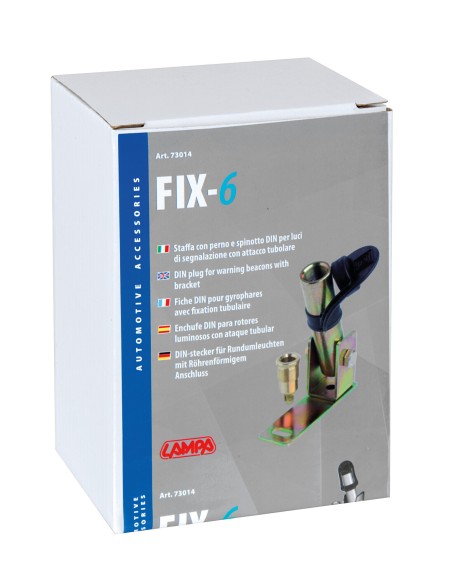Fix-6, Staffa con perno e spinotto DIN per luce di segnalazione, attacco tubolare