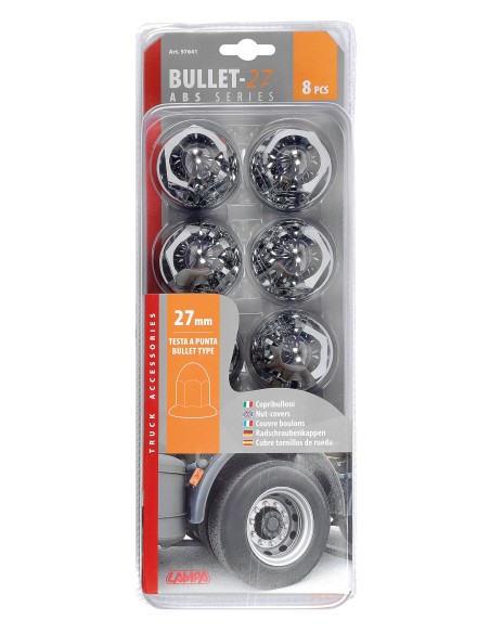 Copribulloni cromati in ABS - Ø 27 mm - Set 8 pz