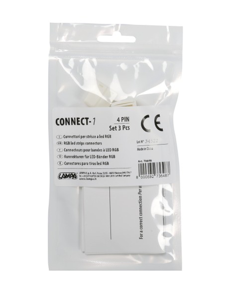 Connect-1, Connettori per strisce a Led RGB, set 3 pz