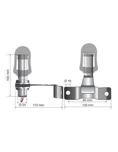 Fix-5, Staffa con perno e spinotto DIN per luce di segnalazione, attacco tubolare 2