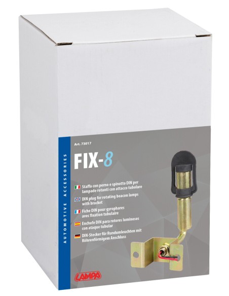 Fix-8, Staffa con perno e spinotto DIN per luce di segnalazione, attacco tubolare