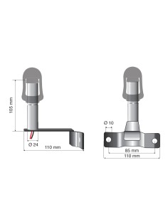 Fix-7, Staffa con perno e spinotto DIN per luce di segnalazione, attacco tubolare 2