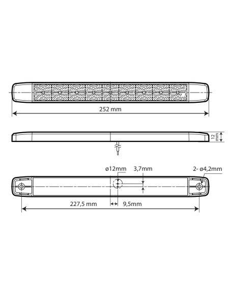 Illumi, luce ingombro - 9 Led - 12/24V - Bianco - 1 funzione