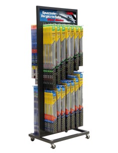 Carrello espositore con ruote spazzole tergicristallo