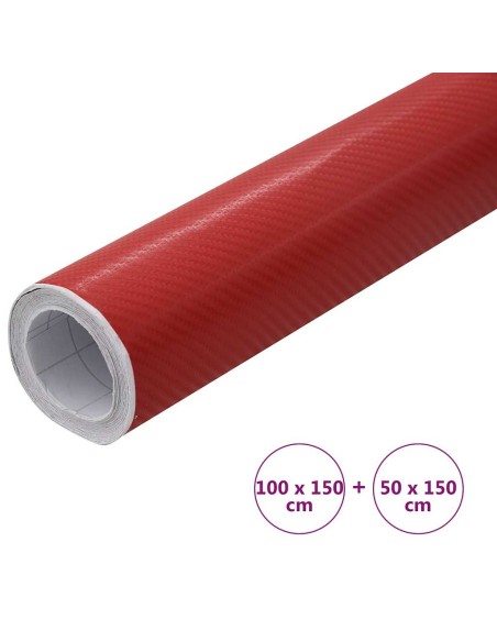 Pellicole per Auto 2 pz 4D Rosse 100x150 cm+50x150 cm