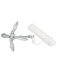 Ancora Pieghevole con Corda Argento 3,2 kg in Ferro Malleabile 2