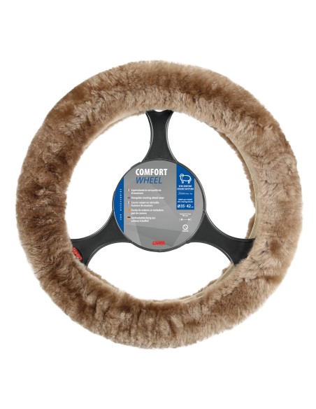 Comfort Wheel, coprivolante elasticizzato in vera pelliccia - Naturale - Ø 35-42 cm