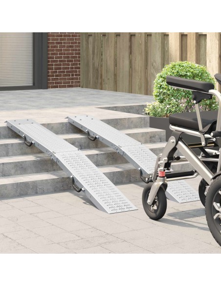 Ramp di Carico 2 pcs Argento 166 x 22,5 x 4,5 cm