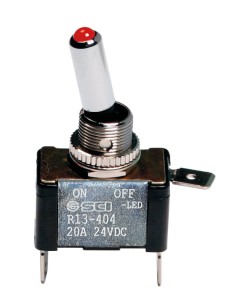 Interruttore a leva, in alluminio con spia a Led -  12/24V - Rosso -   20A