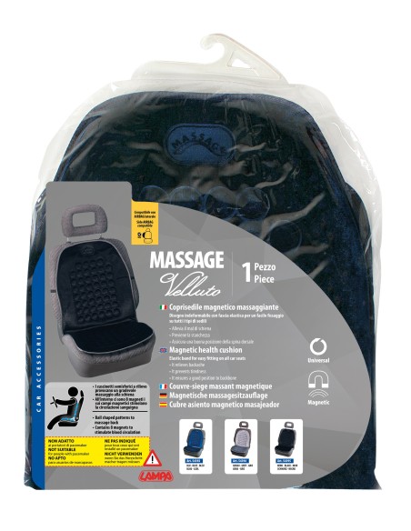 Massage-Velluto, schienale magnetico massaggiante in velluto - Blu