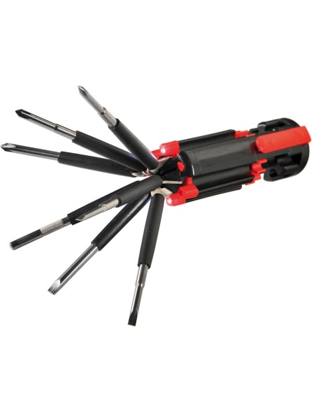 Multi-Use 8 in 1, set giraviti con torcia a Led - Sfuso 1 pz