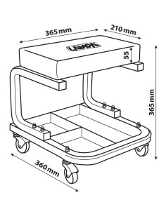 Sgabello da officina rettangolare con vassoio portautensili 2