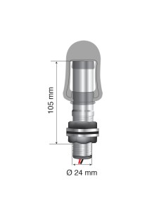 Fix-2, Perno con spinotto DIN per luce di segnalazione, attacco tubolare 2