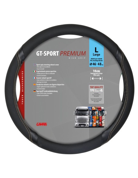 GT-Sport, coprivolante in Skeentex - L - Ø 46/48 cm - Nero/Beige