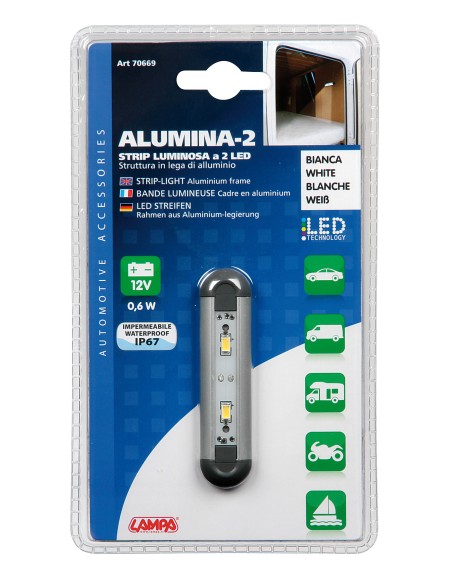 Alumina-2, strip luminosa a 2 led, 12V