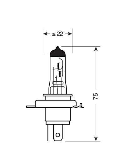 24V Lampada alogena - H4 - 75/70W - P43t - 1 pz  - Scatola