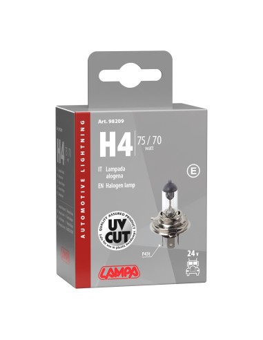 24V Lampada alogena - H4 - 75/70W - P43t - 1 pz  - Scatola