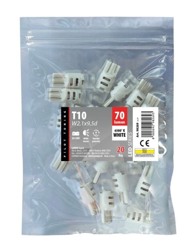 24/28V Mega-Led 3 - 3 SMD x 1 chip - (T10) - W2,1x9,5d - 20 pz  - Busta - Bianco - Doppia polarità