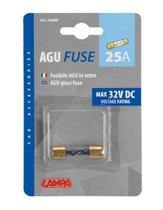 Fusibile AGU in vetro, 12/32V - 25A 2