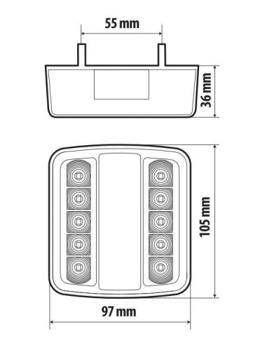 Rear Led 2, fanale posteriore a Led, 5 funzioni, 12/24V