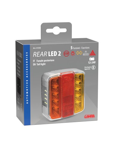 Rear Led 2, fanale posteriore a Led, 5 funzioni, 12/24V