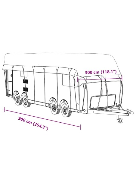 Telo per Roulotte Grigio 900x300 cm in Tessuto Non Tessuto