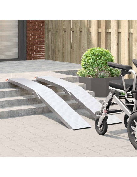 Ramp di Carico 2 pcs Argento 205 x 28 x 5 cm Alluminio
