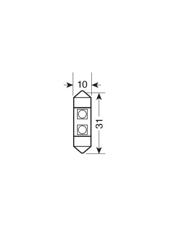 24/28V Led Series - 2 SMD x 3 chips - 10x31 mm - SV8,5-8 - 20 pz  - Busta - Bianco - Doppia polarità