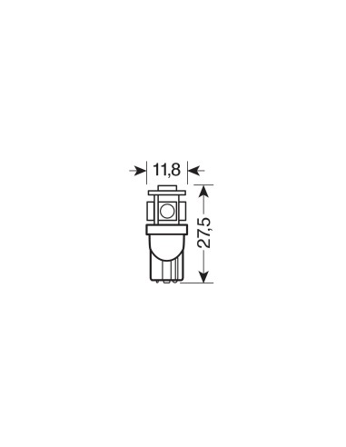 24/28V Hyper-Led 15 - 5 SMD x 3 chips - (T10) - W2,1x9,5d - 2 pz  - Scatola - Bianco - Doppia polarità