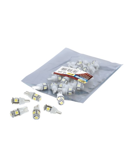 24/28V Hyper-Led 15 - 5 SMD x 3 chips - (T10) - W2,1x9,5d - 20 pz  - Scatola - Bianco - Doppia polarità