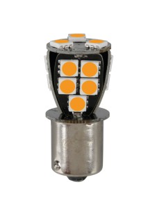24V Led series - 18 SMD x 1 chip - (P21W) - BA15s - 1 pz  - Scatola - Arancio - Doppia polarità - Resistenza incorporata