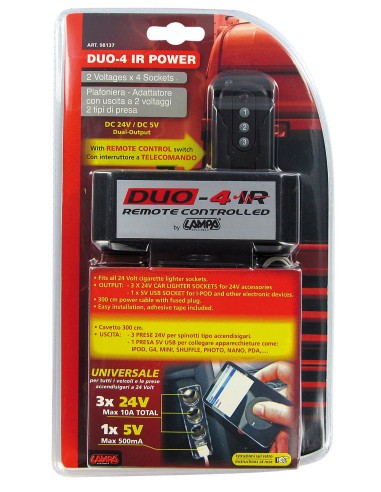 Duo-4, presa corrente tripla, USB, telecomando, 24V